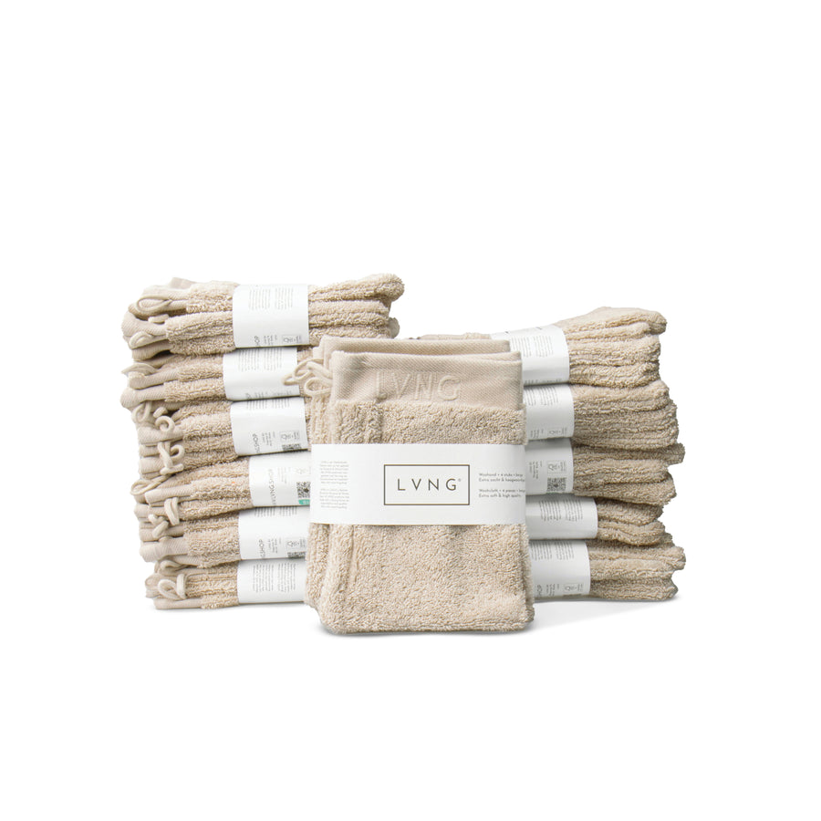 12x Washcloths /  Washandjes (Beige)